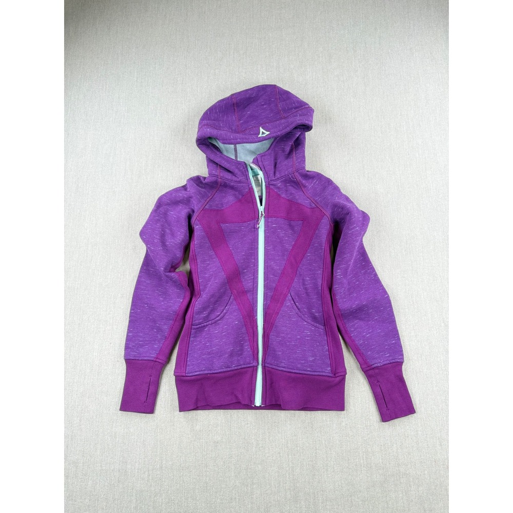 Ivivva Lululemon Girls Purple Space Dye Full Zip Hoodie Thumbholes Size 12